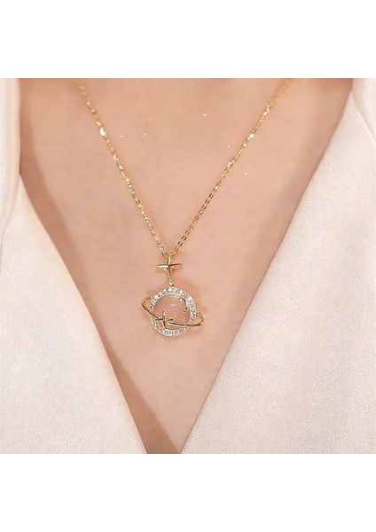BINRONG0439 Altın Gezegen Zirkon Kolye (Yurt Dışından) fiyatları