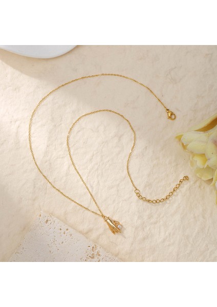 BINRONG008 Altın El Kuplu Kalp Zirkon Kolye (Yurt Dışından) fiyatları