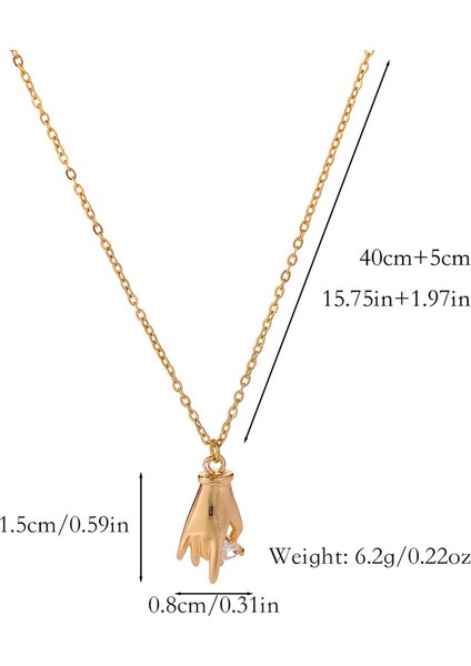 BINRONG008 Altın El Kuplu Kalp Zirkon Kolye (Yurt Dışından) modelleri