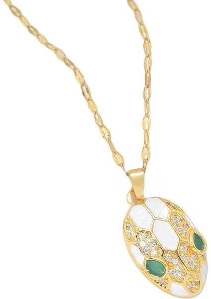 BINRONG0142 Altın Yılan Başlı Zirkon Kolye (Yurt Dışından)