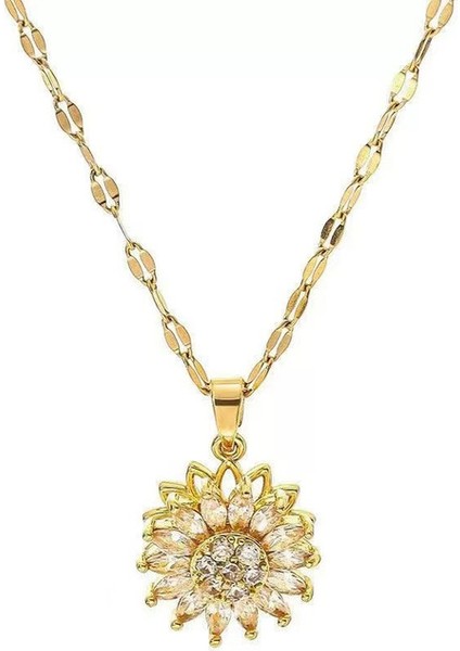 BINRONG0045 Dönebilen Ayçiçeği Zirkonyum Kolye (Yurt Dışından)