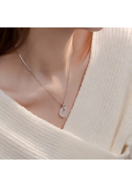 BINRONG0470 Gümüş Barış Tokalı Zirkon Taşlı Kolye (Yurt Dışından) fiyatları