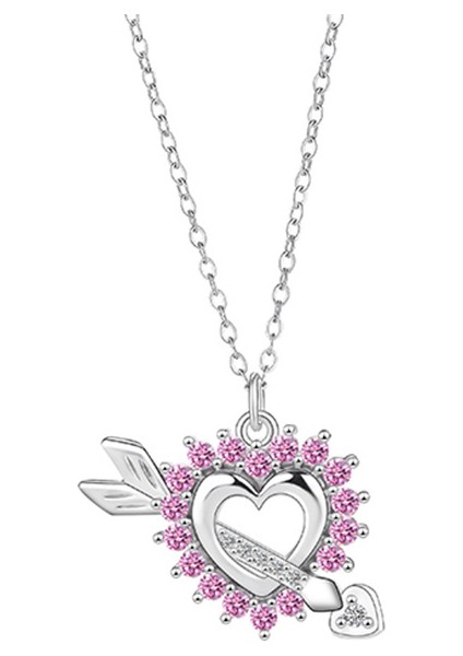 BINRONG0385 Gümüş Aşk Tanrısının Oku Zirkon Taşlı Kolye (Yurt Dışından)