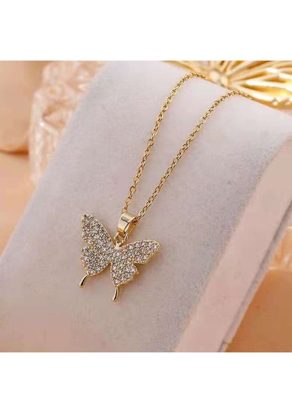 BINRONG0266 Altın Kelebek Zirkonyum Kolye (Yurt Dışından) fiyatları