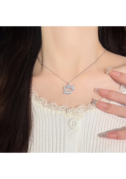 BINRONG0316 Gümüş Yıldız Ay Zirkon Kolye (Yurt Dışından) fiyatları