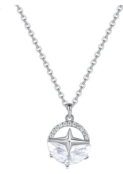 BINRONG0329 Gümüş Yıldız Deniz Zirkon Kolye (Yurt Dışından)