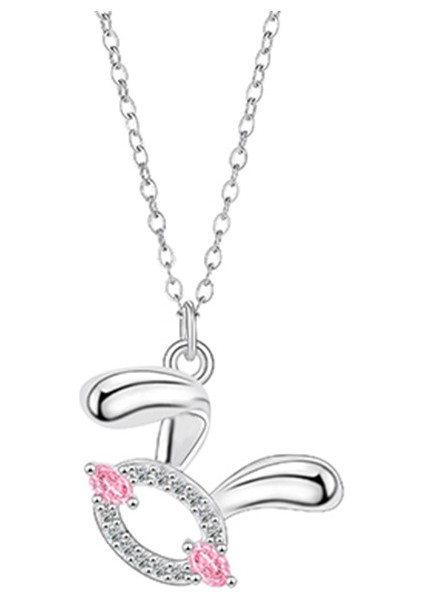 BINRONG0387 Gümüş Sevimli Tavşan Zirkon Taşlı Kolye (Yurt Dışından)