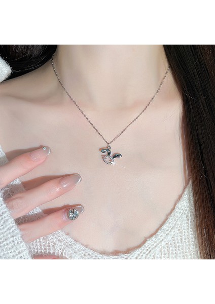 BINRONG0387 Gümüş Sevimli Tavşan Zirkon Taşlı Kolye (Yurt Dışından) fiyatları