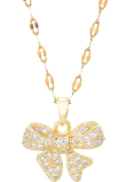 BINRONG0147 Altın Kelebek Zirkonyum Kolye (Yurt Dışından)