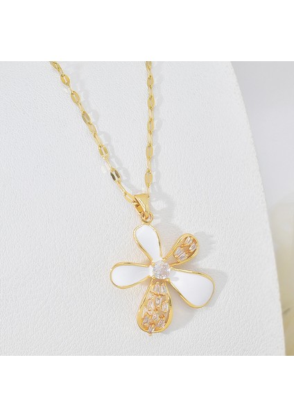 BINRONG0184 Altın Beş Yapraklı Çiçek Zirkonyum Kolye (Yurt Dışından) fiyatları