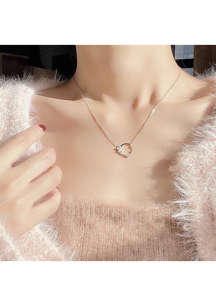 BINRONG0409 Gümüş Tatlı Çelenk Zirkon Taşlı Kolye (Yurt Dışından) fiyatları