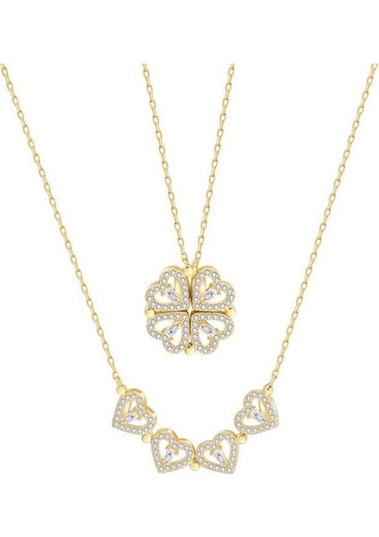 BINRONG0268 Altın Çift Katlı Zirkon Kolye (Yurt Dışından)