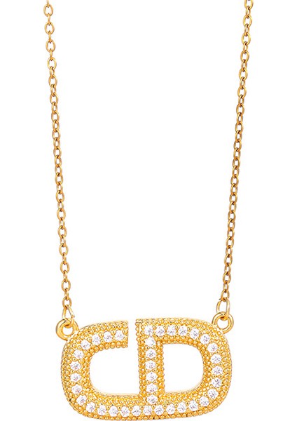 BINRONG00100 Altın Harf Zirkon Kolye (Yurt Dışından)