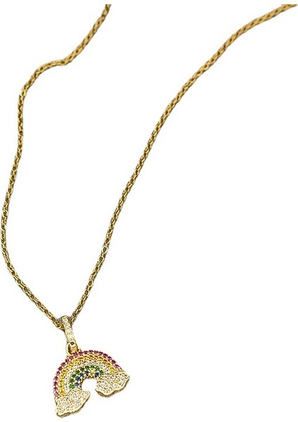 BINRONG0260 Altın Gökkuşağı Zirkonyum Kolye (Yurt Dışından)