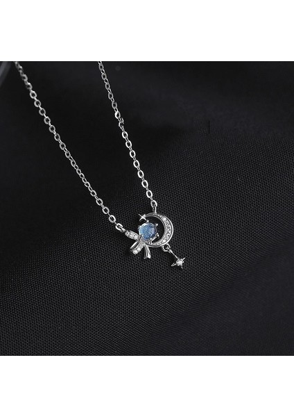 BINRONG0483 Gümüş Yıldız ve Ay Zirkon Taşlı Kolye (Yurt Dışından) fiyatları