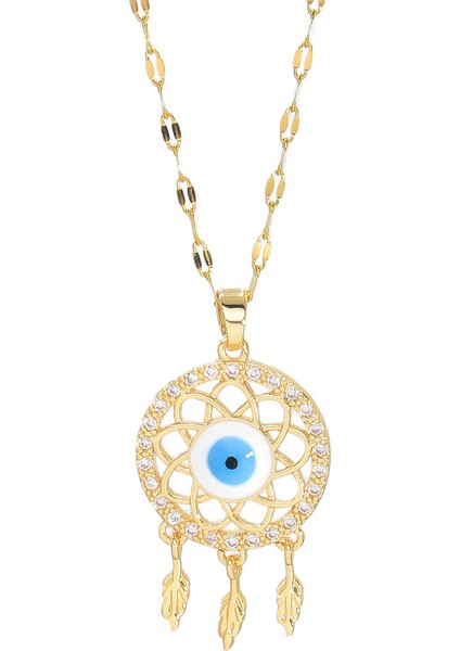 BINRONG0152 Altın Göz Zirkon Kolye (Yurt Dışından)