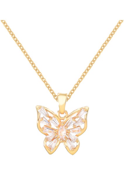 BINRONG0146 Altın Kelebek Zirkonyum Kolye (Yurt Dışından)