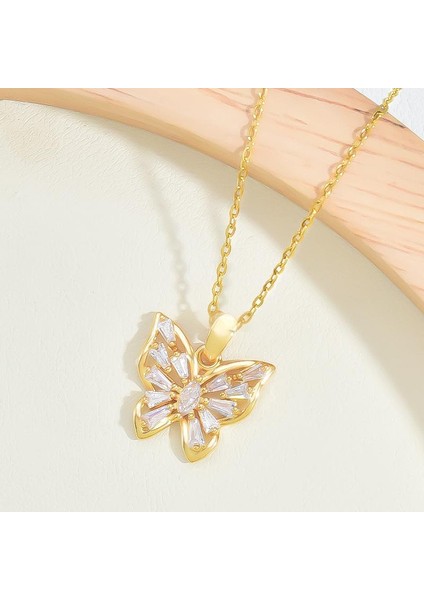 BINRONG0146 Altın Kelebek Zirkonyum Kolye (Yurt Dışından) fiyatları
