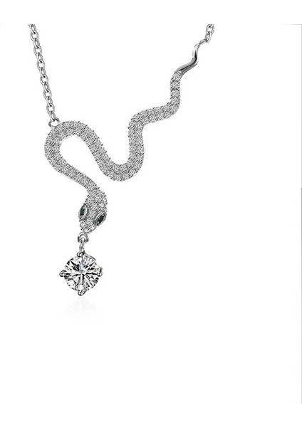 BINRONG0459 Gümüş Ruh Yılan Zirkon Kolye (Yurt Dışından)