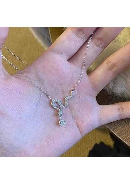 BINRONG0459 Gümüş Ruh Yılan Zirkon Kolye (Yurt Dışından) fiyatları