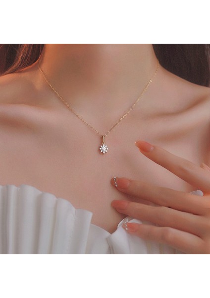 BINRONG0534 Altın Kar Tanesi Şeklinde Zirkonya Kolye (Yurt Dışından) fiyatları