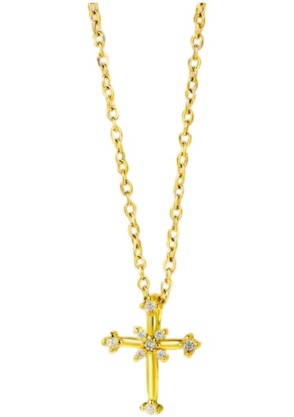 BINRONG0537 Altın Haç Zirkonya Kolye (Yurt Dışından)