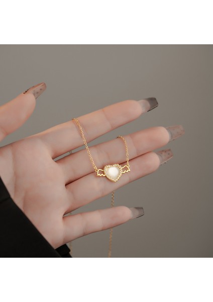 BINRONG0544 Altın Kalp Şeklinde Kanat Zirkonya Kolye (Yurt Dışından) fiyatları