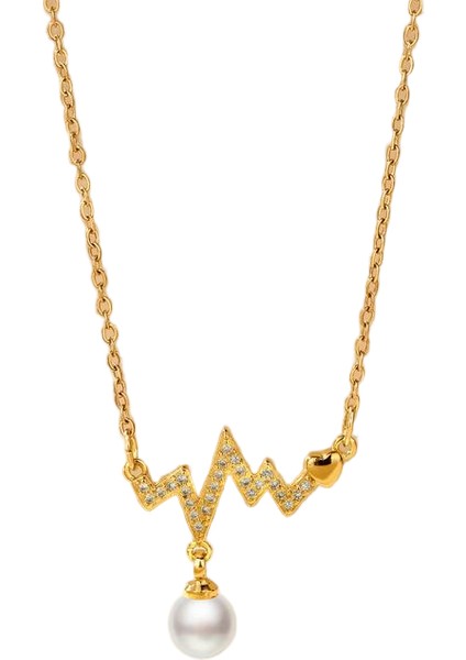 BINRONG0548 Altın Dalgalı Çizgi Zirkon Kolye (Yurt Dışından)