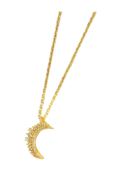 BINRONG0527 Altın Ay Zirkon Kolye (Yurt Dışından)