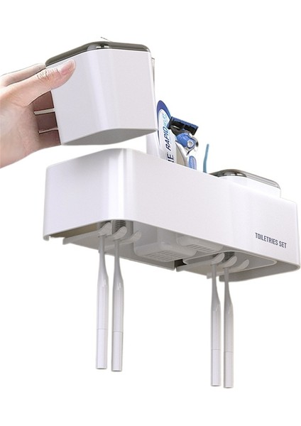 Otel B&b Ağız Gargarası Bardak Diş Fırçası Tutucu Punch-Free Diş Fırçası Tutucu Banyo Seti (Yurt Dışından)