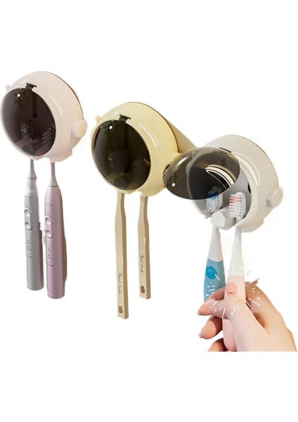 Astronot Diş Fırçası Tutucu, Delmesiz Ev Tipi Elektrikli Diş Fırçası Saklama Rafı, Banyo Duvara Monte Diş Fırçası Saklama Rafı (3 Adet) (Yurt Dışından)