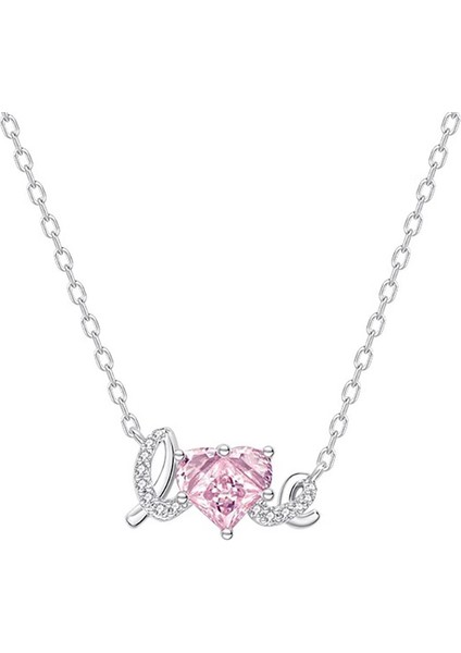 BINRONG0554 Gümüş Kalp Şeklinde Zirkonya Kolye (Yurt Dışından)