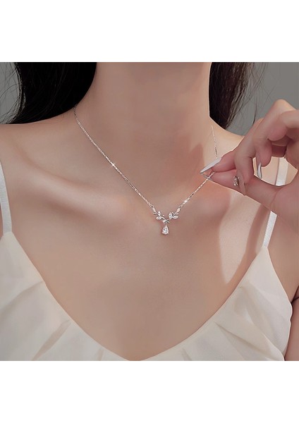 BINRONG0555 Gümüş Defne Dalı Zirkon Kolye (Yurt Dışından) fiyatları