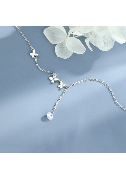 BINRONG0596 Gümüş Kelebek Zirkonya Kolye (Yurt Dışından) fiyatları