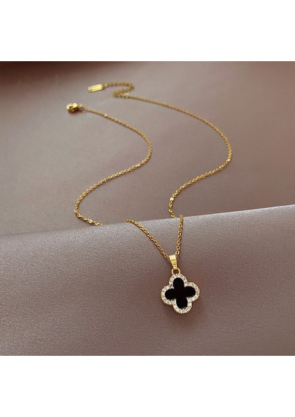 BINRONG0603 Altın Dört Yapraklı Yonca Zirkon Kolye (Yurt Dışından) fiyatları