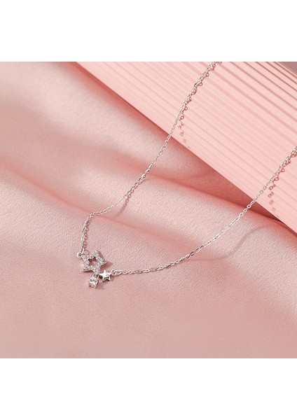 BINRONG0592 Gümüş Beş Köşeli Yıldız Zirkon Kolye (Yurt Dışından) fiyatları