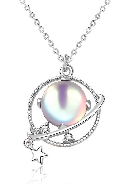 BINRONG0575 Gümüş Gezegen Zirkon Kolye (Yurt Dışından)