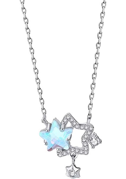 BINRONG0594 Gümüş Yıldız Zirkon Kolye (Yurt Dışından)