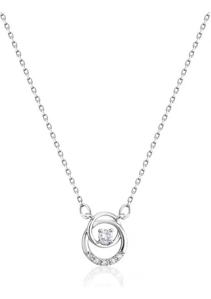 BINRONG0581 Gümüş Kaplama Zirkon Kolye (Yurt Dışından)