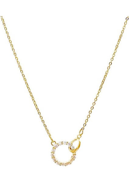 BINRONG0588 Golden Circle Zirkon Kolye (Yurt Dışından)