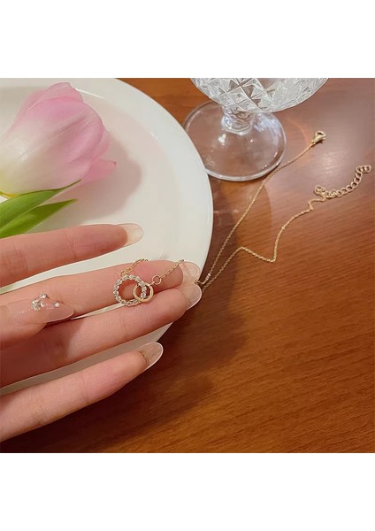 BINRONG0588 Golden Circle Zirkon Kolye (Yurt Dışından) fiyatları