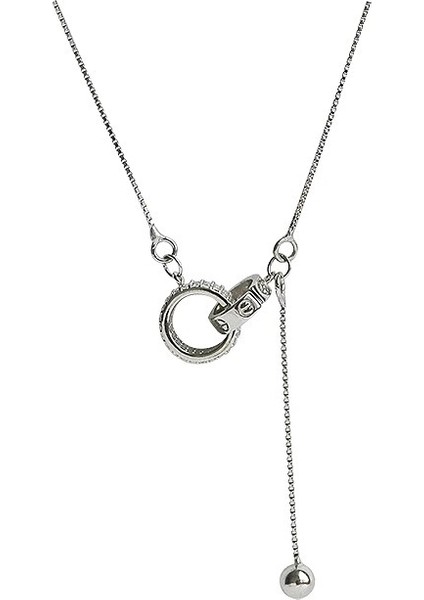 BINRONG0584 Gümüş Kilitli Zirkonya Kolye (Yurt Dışından)