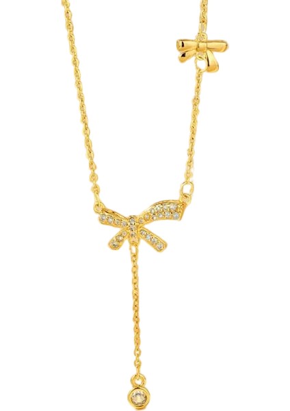 BINRONG0547 Altın Yay Zirkonya Kolye (Yurt Dışından)