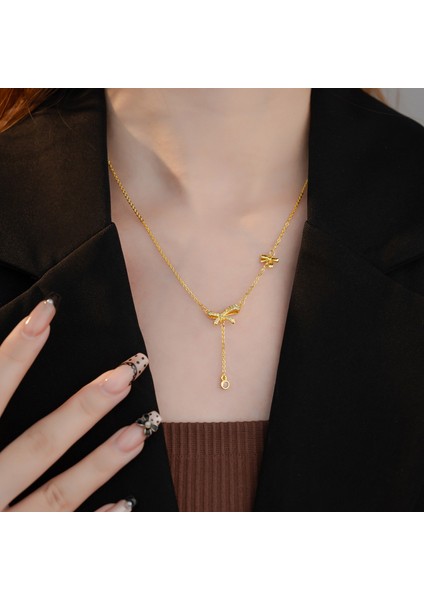 BINRONG0547 Altın Yay Zirkonya Kolye (Yurt Dışından) fiyatları