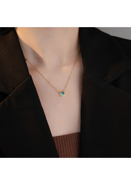 BINRONG0535 Altın Okyanus Kalp Zirkon Kolye (Yurt Dışından) fiyatları