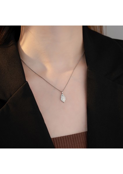 BINRONG0595 Gümüş Yapraklı Zirkon Kolye (Yurt Dışından) fiyatları