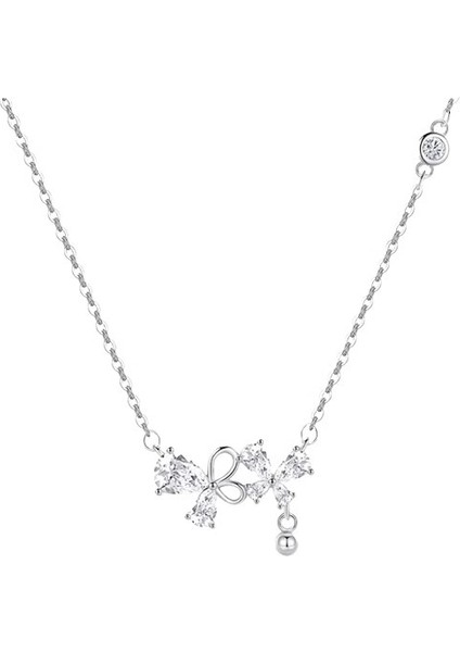 BINRONG0565 Gümüş Rüya Kelebek Zirkon Kolye (Yurt Dışından)