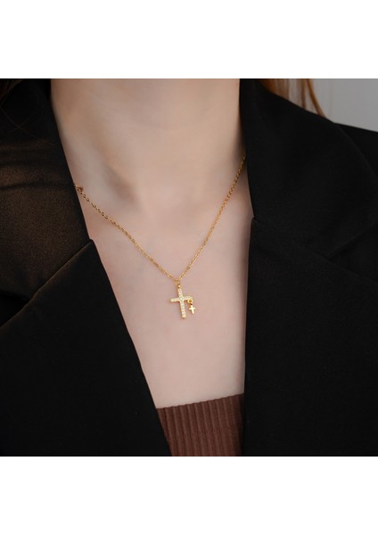 BINRONG0543 Altın Haç Zirkonya Kolye (Yurt Dışından) fiyatları