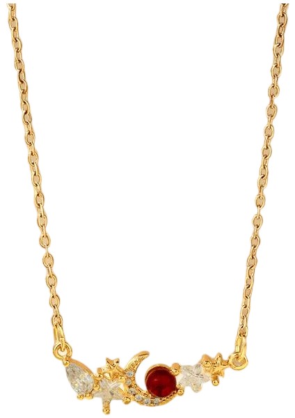 BINRONG0531 Altın Yıldız Ay Zirkon Kolye (Yurt Dışından)