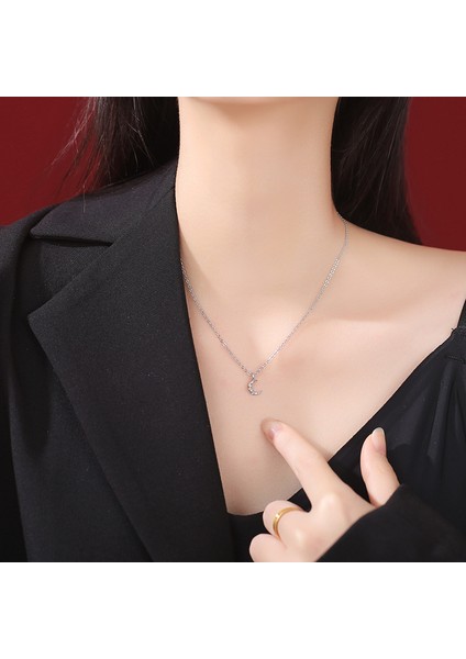 BINRONG0556 Gümüş Ay Zirkon Kolye (Yurt Dışından) fiyatları